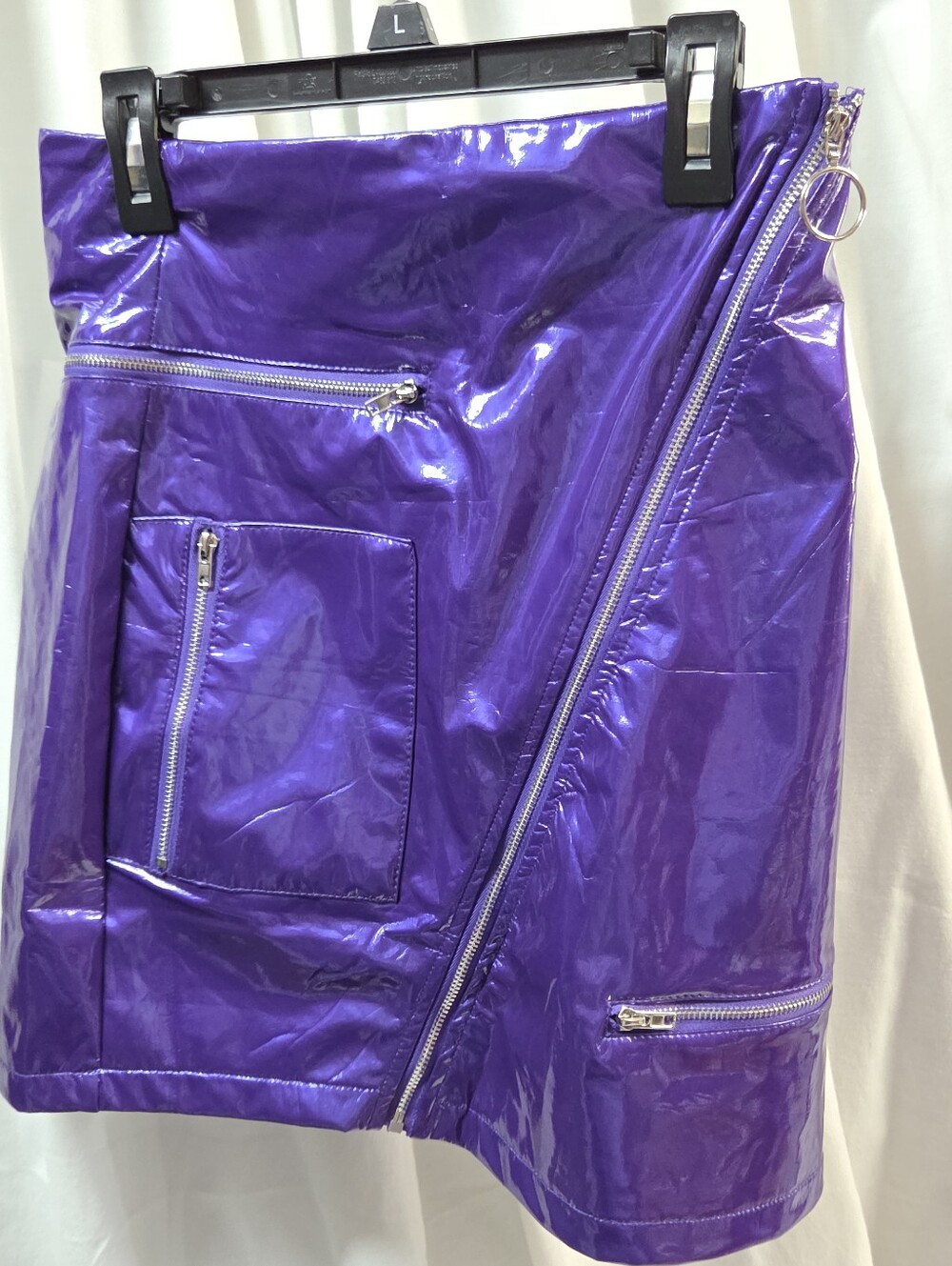 Purple Patent Mini Skirt with Zip Details